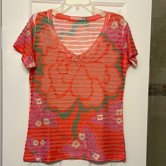 Colorful Floral V-Neck Top - Picture 1 of 6